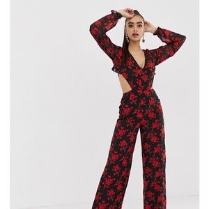 Floral Jumpsuit with Open Back